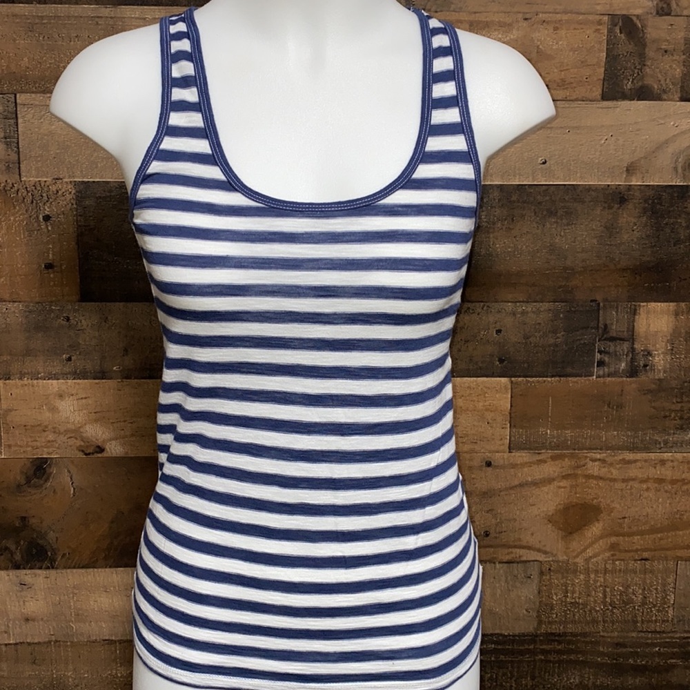 AMERICAN EAGLE Vintage Y2K 90s Striped Blue & White Tank Top Size Small